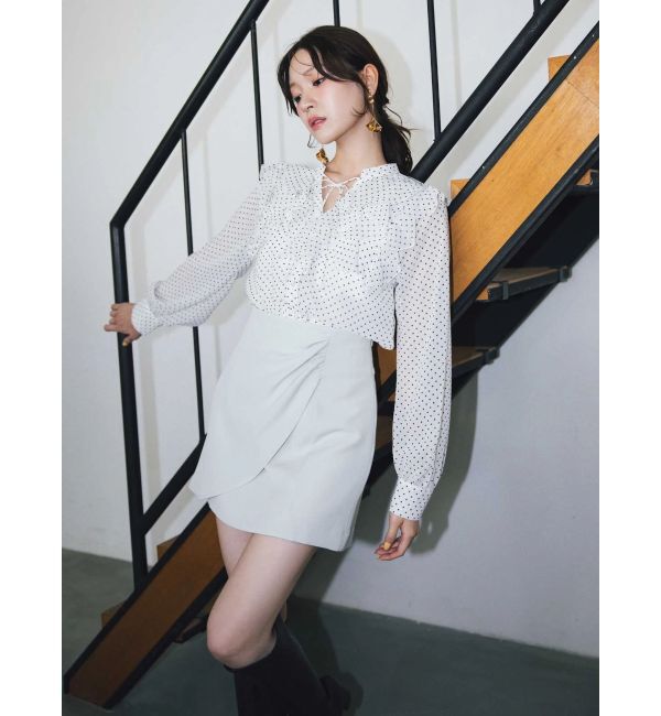 MERCURYDUO「シフォンロングスリーブラッフルブラウス」|シャツ・ブラウス|