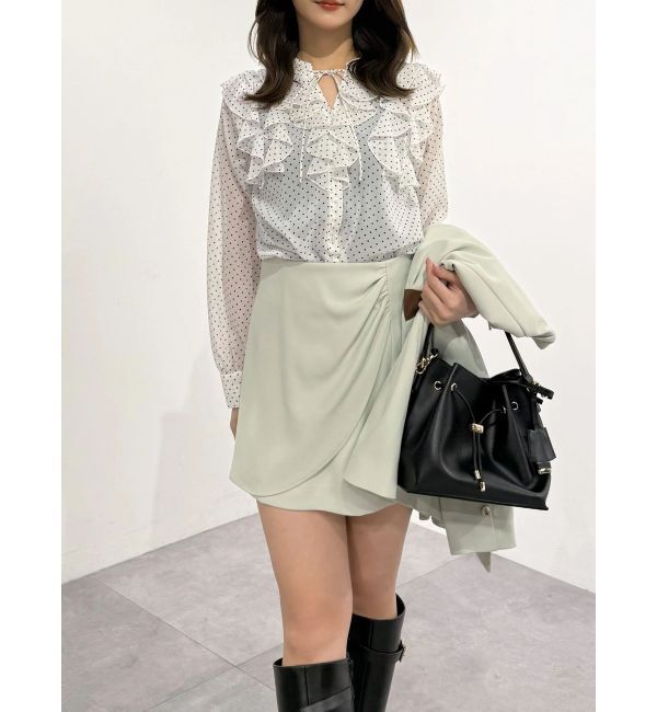 MERCURYDUO「シフォンロングスリーブラッフルブラウス」|シャツ・ブラウス|