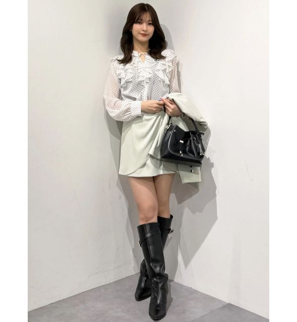 MERCURYDUO「シフォンロングスリーブラッフルブラウス」|シャツ・ブラウス|