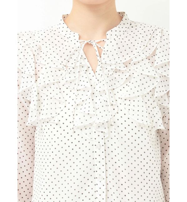 MERCURYDUO「シフォンロングスリーブラッフルブラウス」|シャツ・ブラウス|
