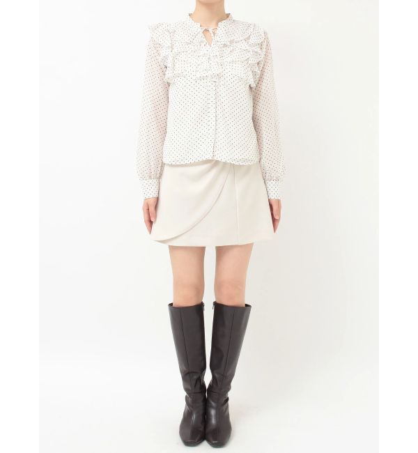 MERCURYDUO「シフォンロングスリーブラッフルブラウス」|シャツ・ブラウス|