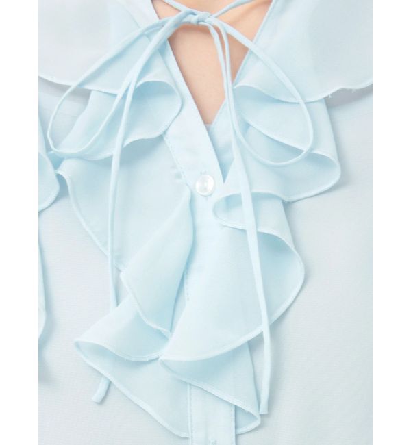 MERCURYDUO「シフォンロングスリーブラッフルブラウス」|シャツ・ブラウス|