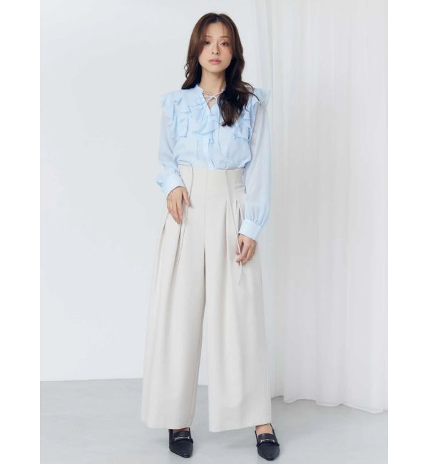 MERCURYDUO「シフォンロングスリーブラッフルブラウス」|シャツ・ブラウス|