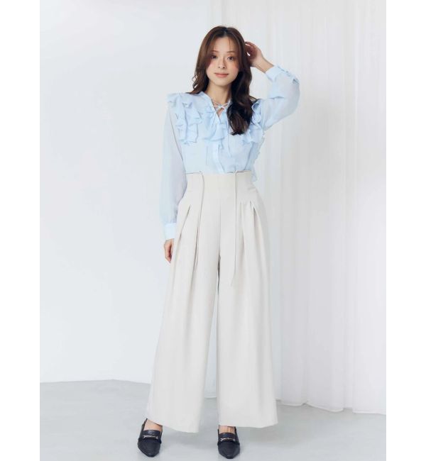 MERCURYDUO「シフォンロングスリーブラッフルブラウス」|シャツ・ブラウス|