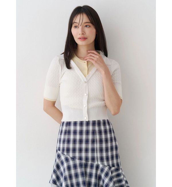 MERCURYDUO「バイカラーフェイクレイヤードニット」|ニット・セーター|