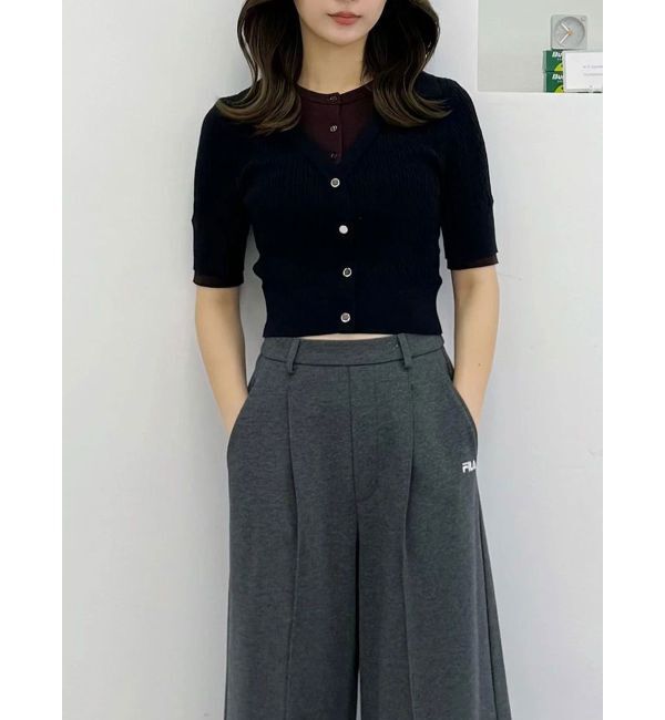 MERCURYDUO「バイカラーフェイクレイヤードニット」|ニット・セーター|ネイビー