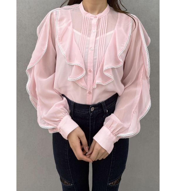 MERCURYDUO「ポイントレースブラウス」|シャツ・ブラウス|ピンク