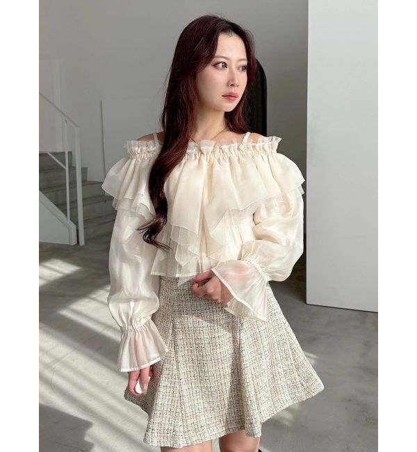 MERCURYDUO「オフショルラッフルブラウス」|シャツ・ブラウス|