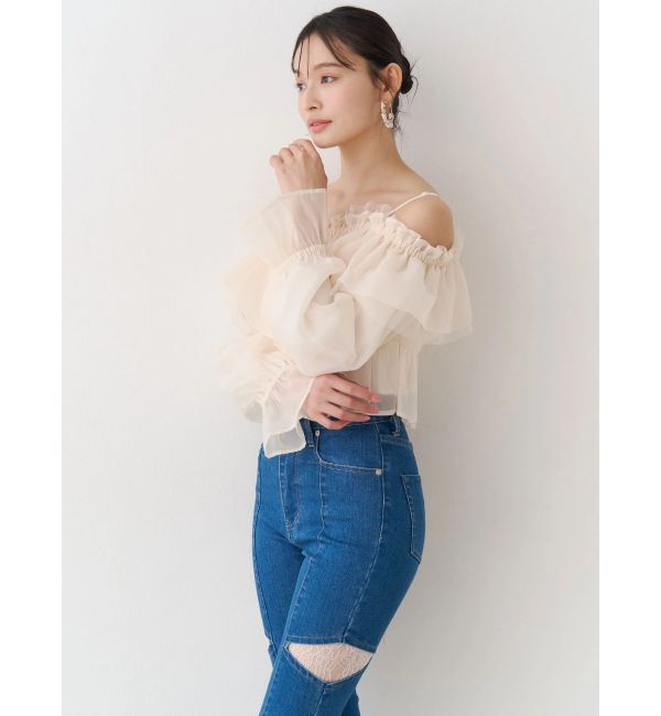 MERCURYDUO「オフショルラッフルブラウス」|シャツ・ブラウス|