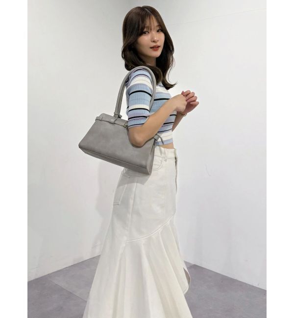 MERCURYDUO「マルチボーダークロップドニット」|ニット・セーター|