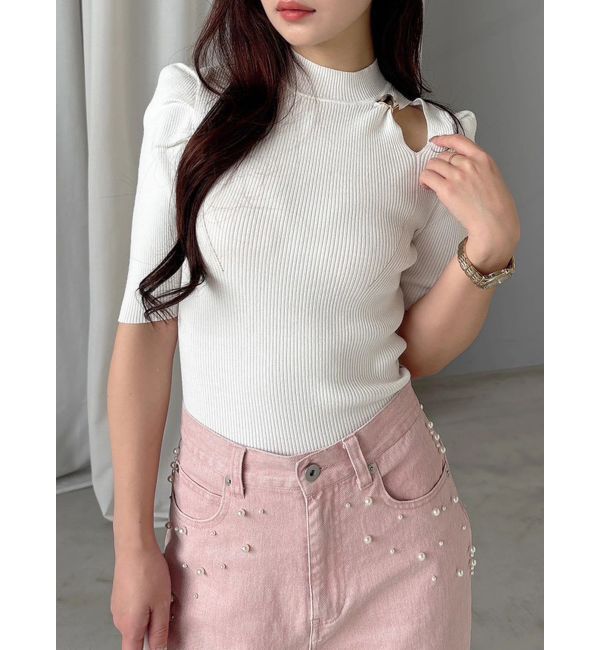 MERCURYDUO「モチーフパーツカットアウトニット」|ニット・セーター|オフホワイト