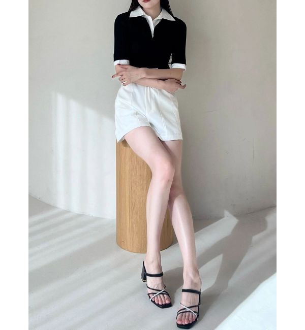 MERCURYDUO「シャツレイヤードライクハーフスリーブニット」|ニット・セーター|