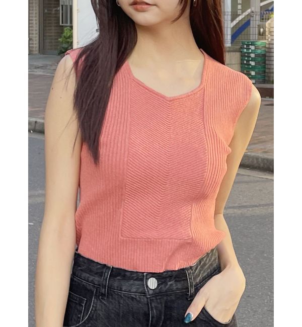 MURUA「バックオープンリブコルセットニット」|ニット・セーター|オレンジ