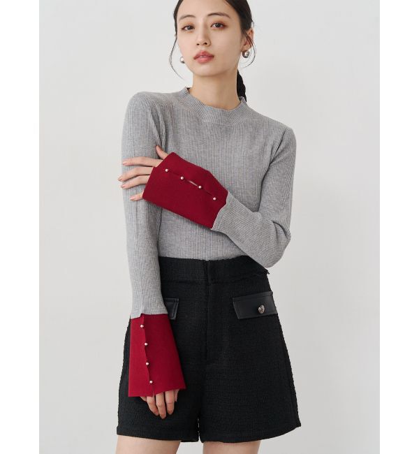 MURUA「フレアスリーブアクセントニット」|ニット・セーター|グレー