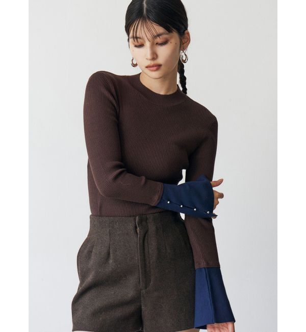 MURUA「フレアスリーブアクセントニット」|ニット・セーター|ブラウン