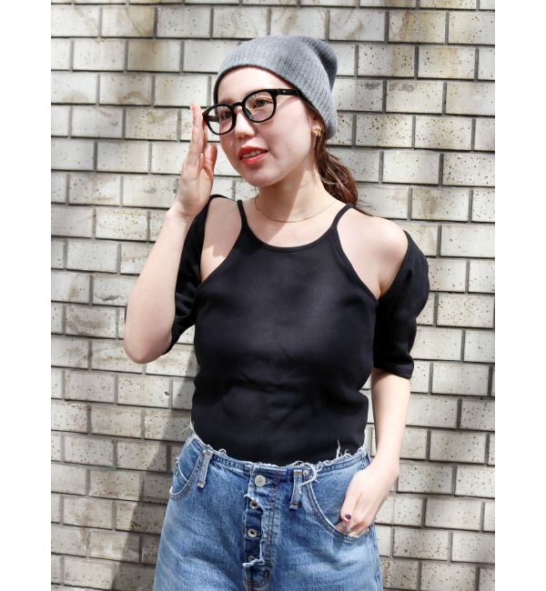 Ungrid「キャミデザインアンサンブル」|Tシャツ・カットソー|ブラック