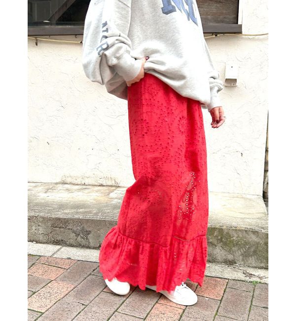 Ungrid「カットワークレースコンビスカート」|スカート|