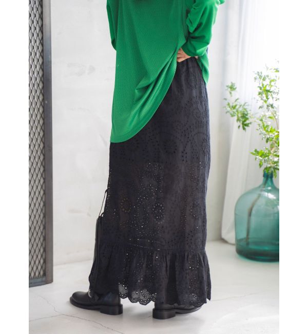 Ungrid「カットワークレースコンビスカート」|スカート|