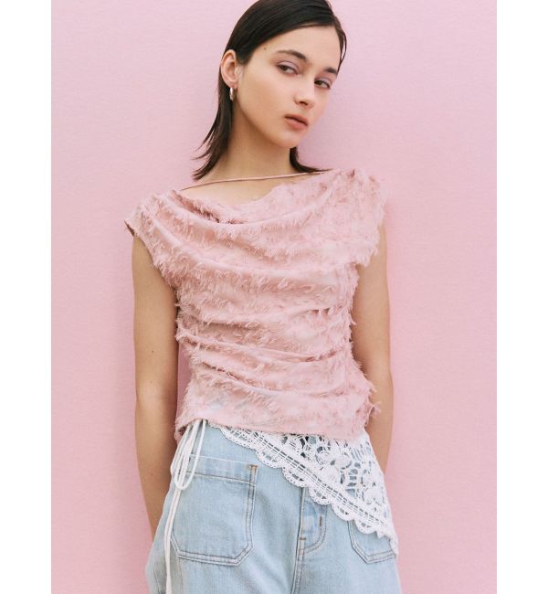 LAGUNAMOON「カットジャガードドレープブラウス」|シャツ・ブラウス|