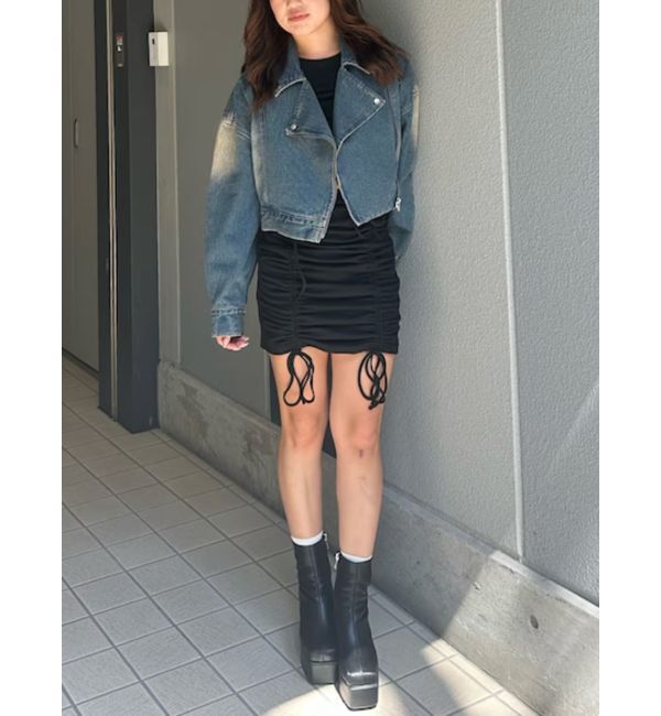 EVRIS「グラデーションデニムショートライダース【セットアップ着用可能】」|デニムジャケット|