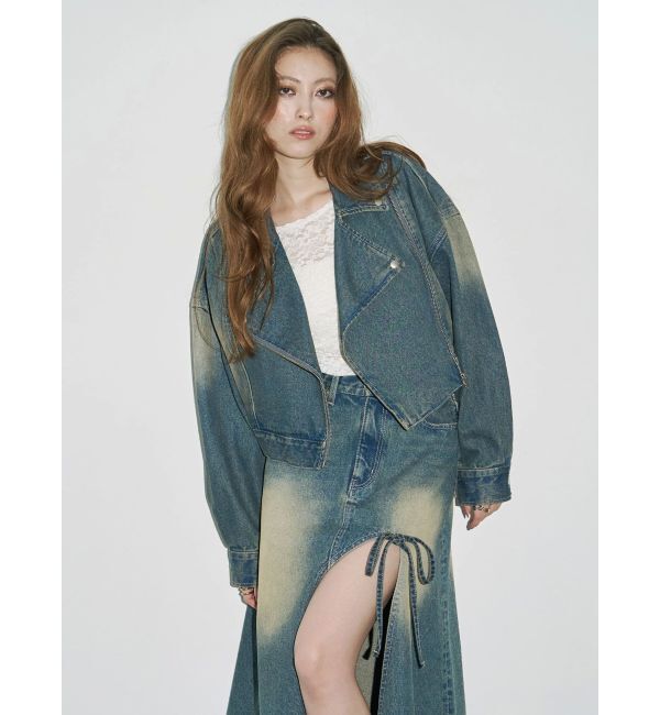 EVRIS「グラデーションデニムショートライダース【セットアップ着用可能】」|デニムジャケット|