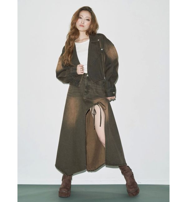 EVRIS「グラデーションデニムショートライダース【セットアップ着用可能】」|デニムジャケット|