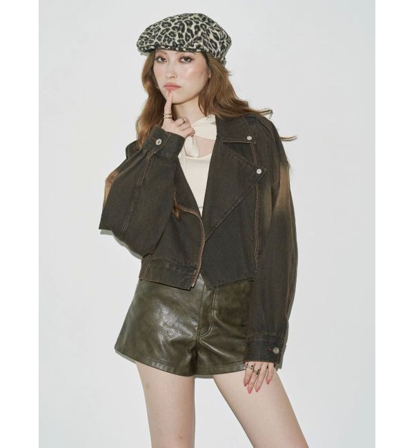 EVRIS「グラデーションデニムショートライダース【セットアップ着用可能】」|デニムジャケット|