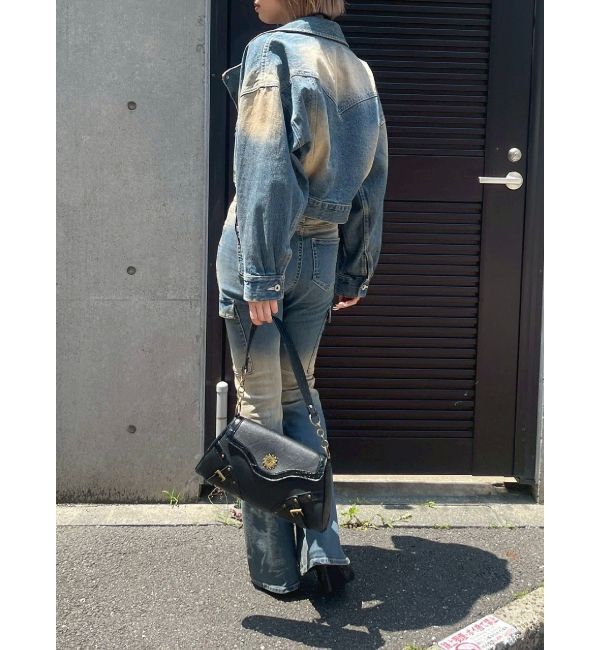 EVRIS「グラデーションデニムショートライダース【セットアップ着用可能】」|デニムジャケット|