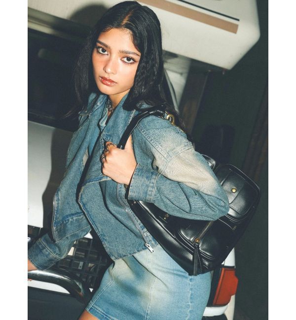 EVRIS「グラデーションデニムショートライダース【セットアップ着用可能】」|デニムジャケット|