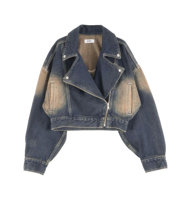 EVRIS「グラデーションデニムショートライダース【セットアップ着用可能】」|デニムジャケット|