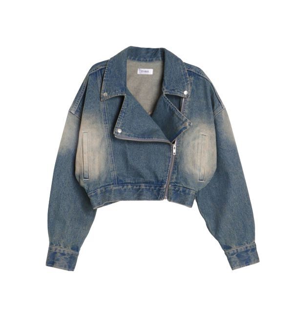 EVRIS「グラデーションデニムショートライダース【セットアップ着用可能】」|デニムジャケット|