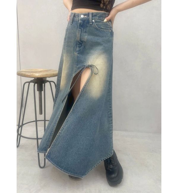 EVRIS「グラデーションスリットロングデニムスカート【セットアップ着用可能】」|スカート|