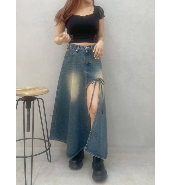 EVRIS「グラデーションスリットロングデニムスカート【セットアップ着用可能】」|スカート|