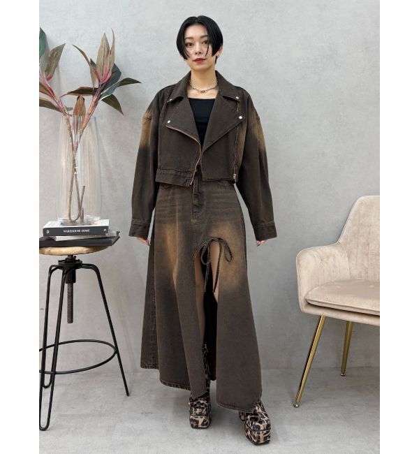 EVRIS「グラデーションスリットロングデニムスカート【セットアップ着用可能】」|スカート|