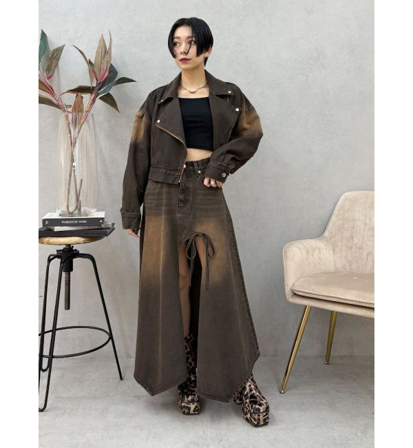 EVRIS「グラデーションスリットロングデニムスカート【セットアップ着用可能】」|スカート|