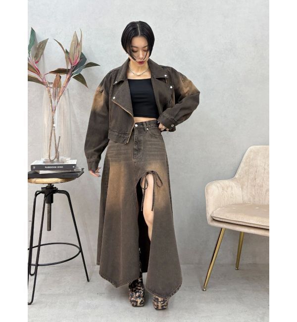 EVRIS「グラデーションスリットロングデニムスカート【セットアップ着用可能】」|スカート|