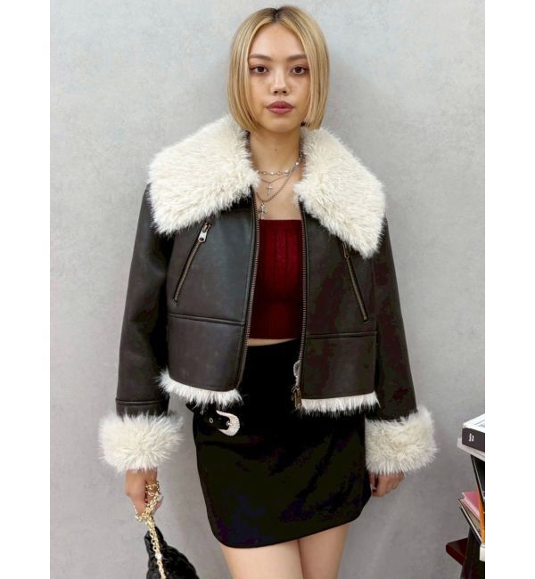 EVRIS「BIGカラーフェイクファーショートブルゾン」|ブルゾン・スタジャン|