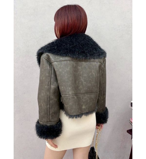 EVRIS「BIGカラーフェイクファーショートブルゾン」|ブルゾン・スタジャン|