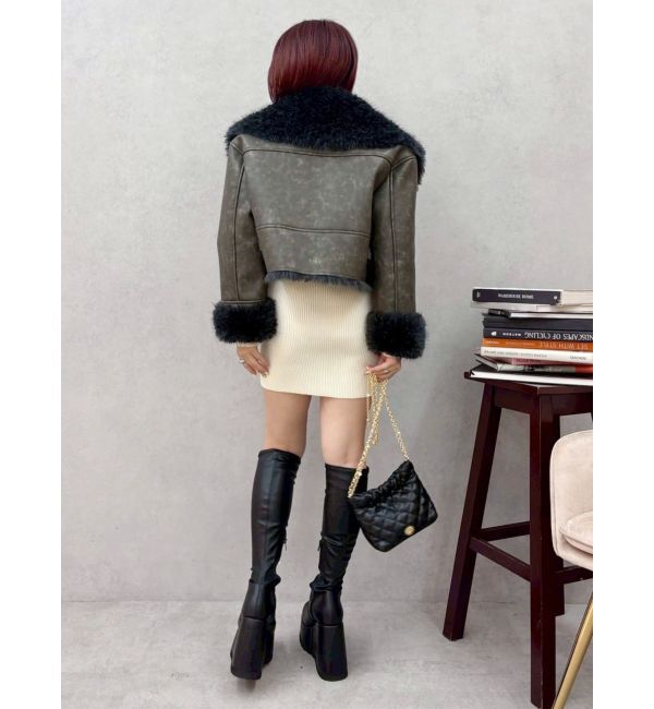 EVRIS「BIGカラーフェイクファーショートブルゾン」|ブルゾン・スタジャン|