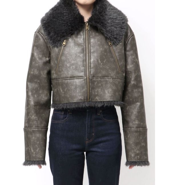 EVRIS「BIGカラーフェイクファーショートブルゾン」|ブルゾン・スタジャン|