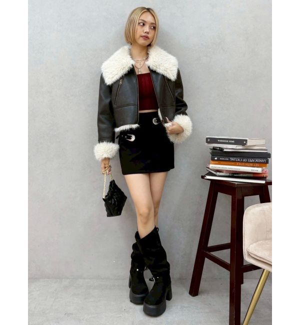 EVRIS「BIGカラーフェイクファーショートブルゾン」|ブルゾン・スタジャン|