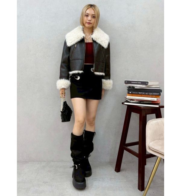 EVRIS「BIGカラーフェイクファーショートブルゾン」|ブルゾン・スタジャン|