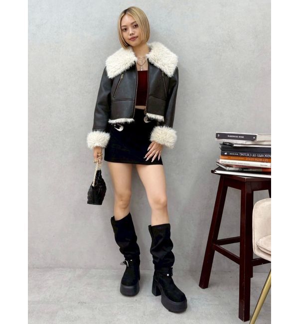 EVRIS「BIGカラーフェイクファーショートブルゾン」|ブルゾン・スタジャン|