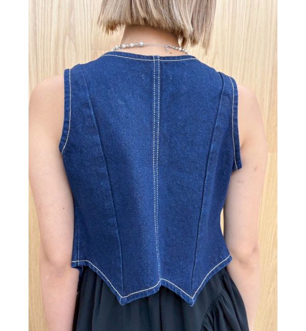 EVRIS「ヴィンテージライクデニムベスト【セットアップ着用可能】」|テーラードジャケット|