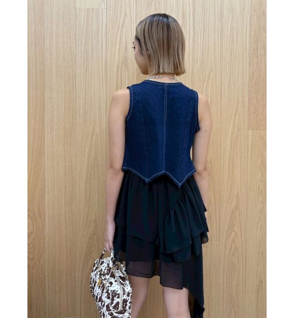 EVRIS「ヴィンテージライクデニムベスト【セットアップ着用可能】」|テーラードジャケット|