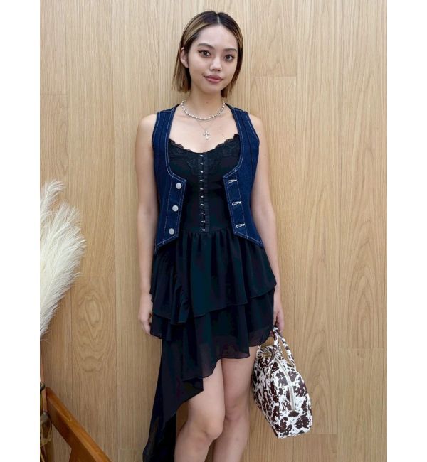 EVRIS「ヴィンテージライクデニムベスト【セットアップ着用可能】」|テーラードジャケット|