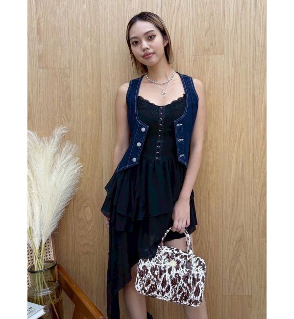 EVRIS「ヴィンテージライクデニムベスト【セットアップ着用可能】」|テーラードジャケット|