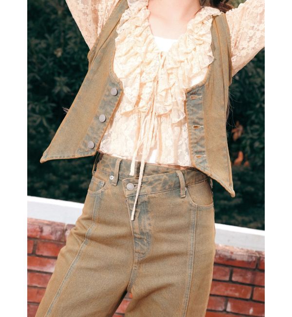 EVRIS「ヴィンテージライクデニムベスト【セットアップ着用可能】」|テーラードジャケット|