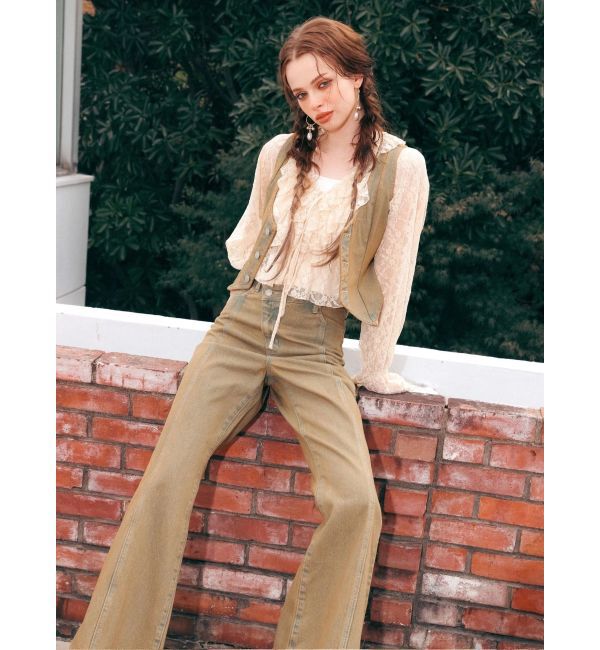 EVRIS「ヴィンテージライクデニムベスト【セットアップ着用可能】」|テーラードジャケット|