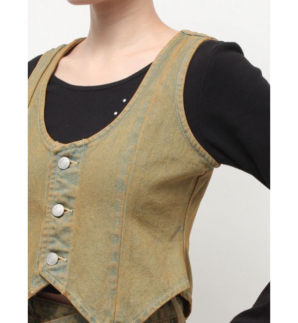EVRIS「ヴィンテージライクデニムベスト【セットアップ着用可能】」|テーラードジャケット|